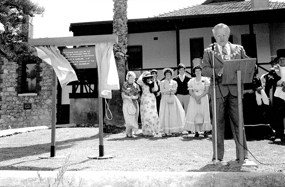 Mayor Don Miguel opening the Azelia Ley Homestead Museum, 1983 [picture]