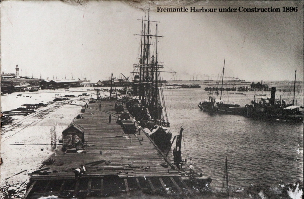 Fremantle Harbour under construction (photograph)