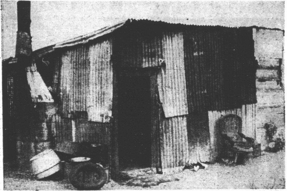 Corrugated iron hut at Fremantle smelters camp, 1953 [picture]