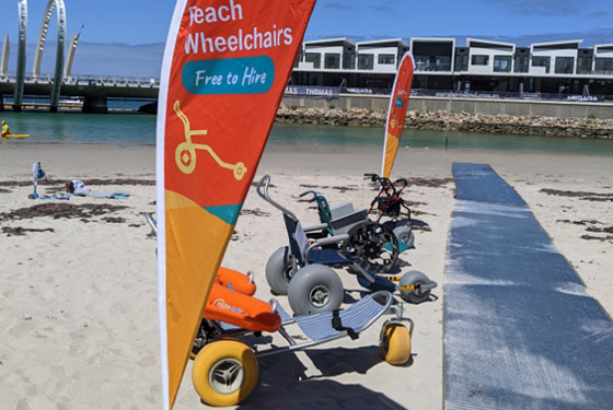 Three beach wheelchairs available for hire
