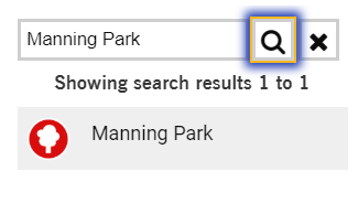 Showing search results button